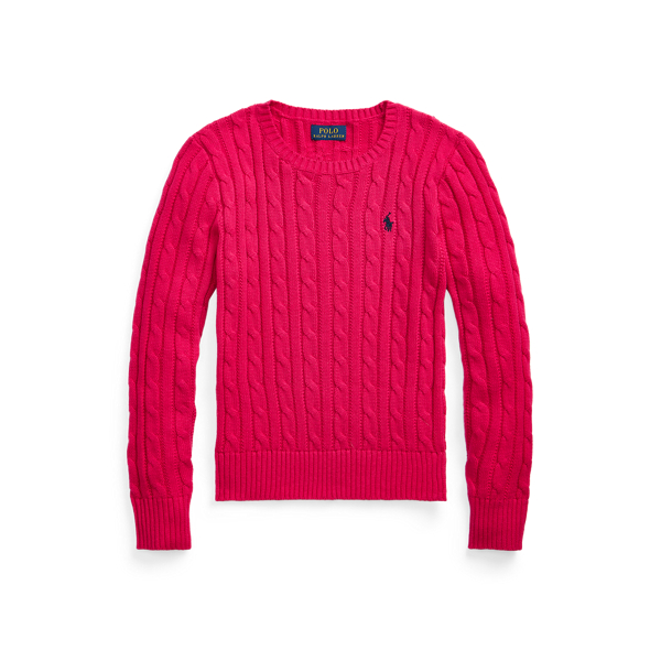 Sport Pink Cable-Knit Cotton Sweater Girls 7-16 1
