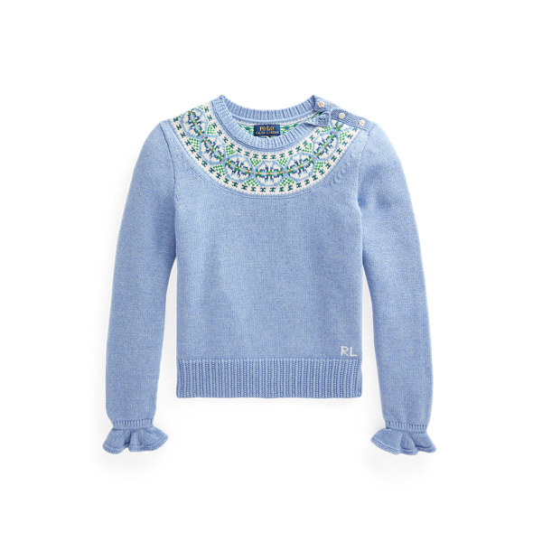 Pull Fair Isle en coton m&eacute;lang&eacute; GIRLS 7-14 YEARS en 1