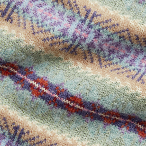 Greenery Heather Multi Fair Isle Wool-Blend Scarf Girls 7-16 2