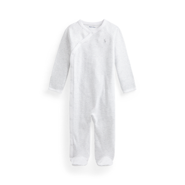 Tutina in cotone a righe con piedini Baby in 1