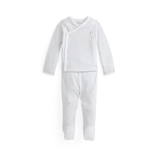 Set maglia e pantaloni in cotone a righe Baby in 1