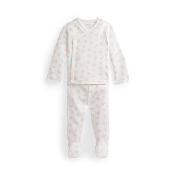 Bear-Print Cotton Top & Pant Set Baby Girl em 1