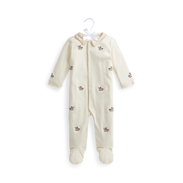 Dog-Embroidered Cotton Coverall Baby Boy 1