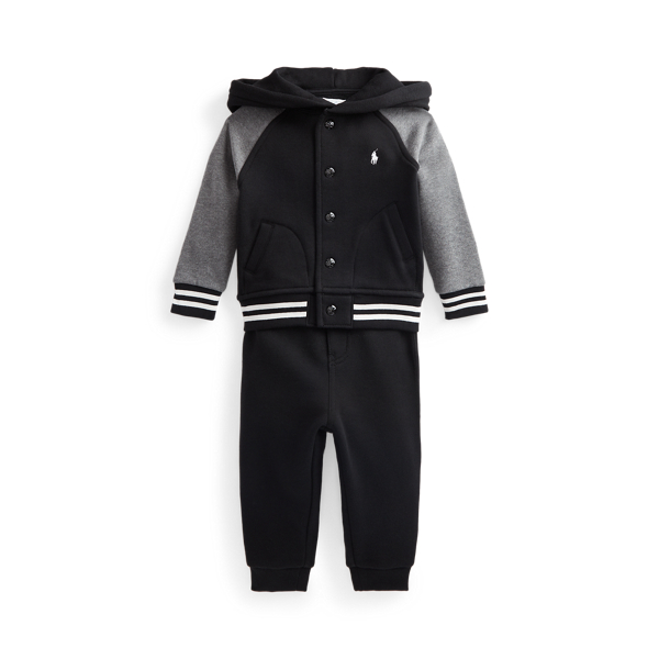 Fleece Hoodie &amp; Leather Jogger Set Baby Boy 1