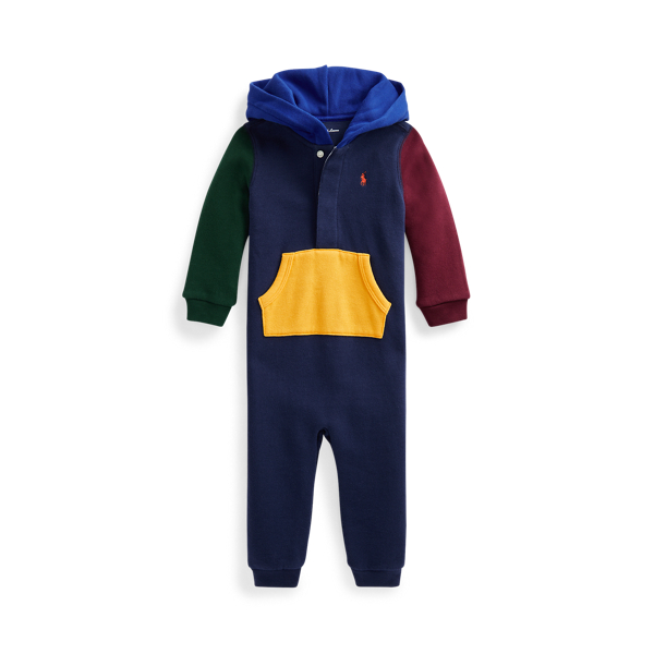 Colour-Blocked Fleece Hooded Coverall Baby Boy 1