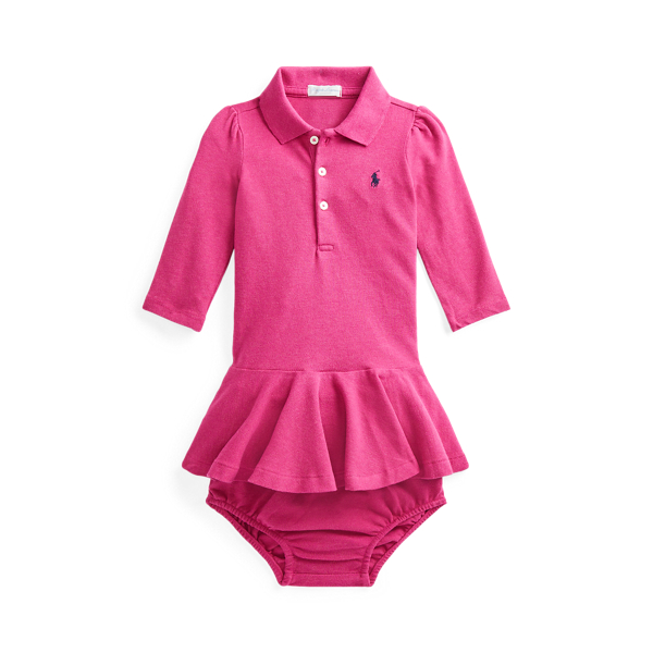 Mesh Long-Sleeve Polo Dress &amp; Bloomer