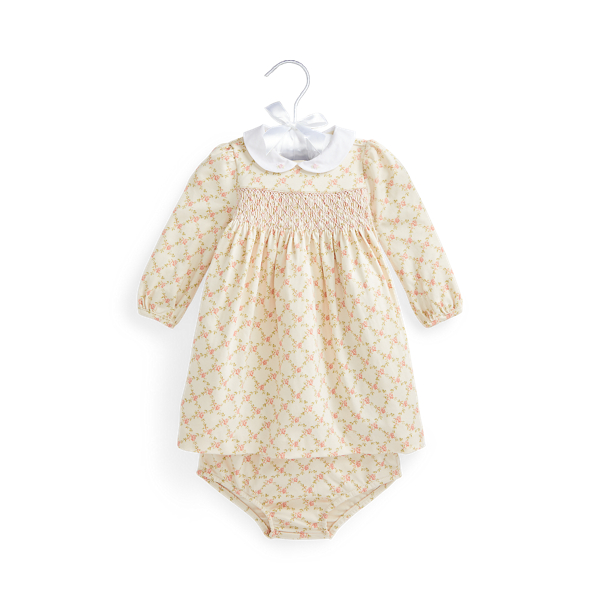 Abito e culotte fiori e punto smock Baby Girl in 1