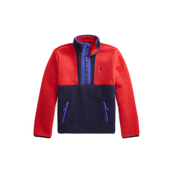 Fleece trui met kleurblokken