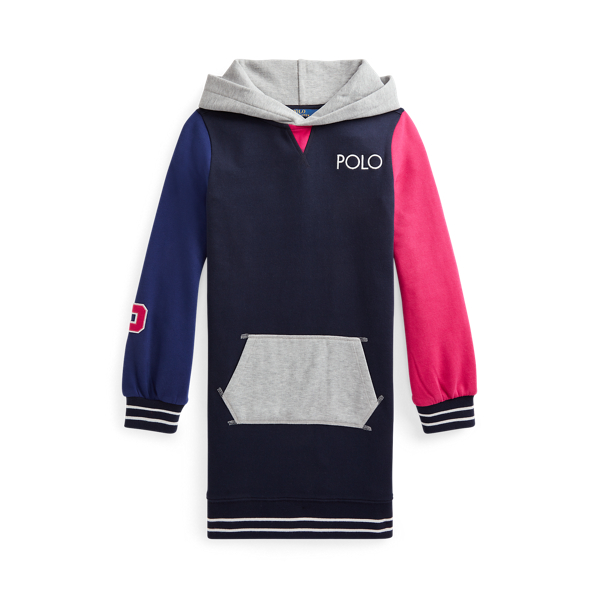 Colour-Blocked Fleece Hoodie Dress