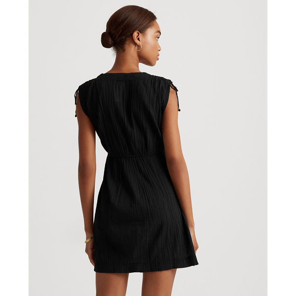 Black Crushed Cotton Sleeveless Cover-Up Lauren 4