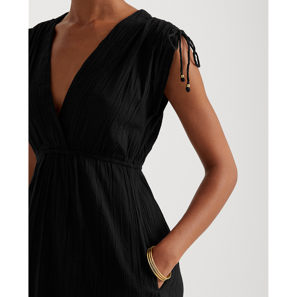 Black Crushed Cotton Sleeveless Cover-Up Lauren 5