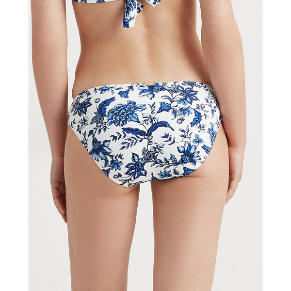 White/Blue Floral Hipster Bikini Bottom Lauren 4