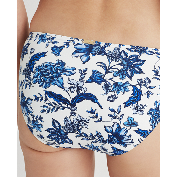 White/Blue Floral Hipster Bikini Bottom Lauren 5