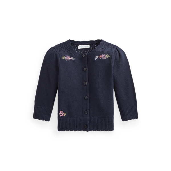 Pointelle-Knit Cotton Cardigan Baby Girl 1