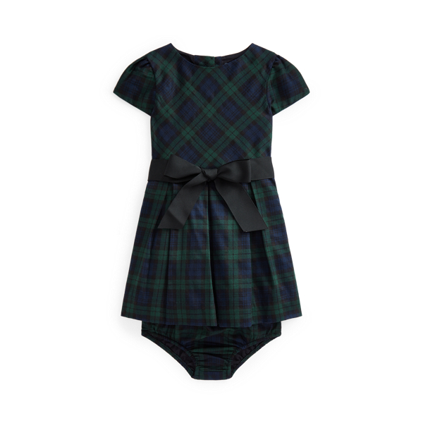 Plaid Cotton Sateen Dress &amp; Bloomer Baby Girl 1