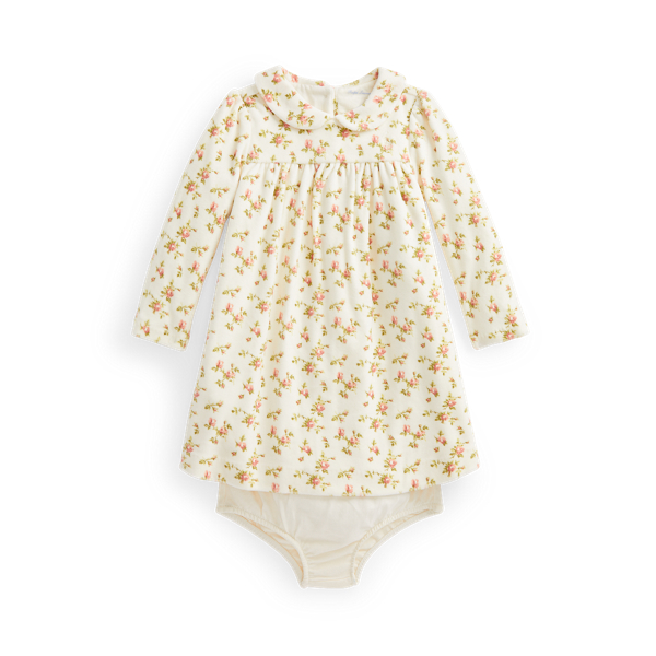 Robe et bloomer en velours fleuri Baby Girl en 1
