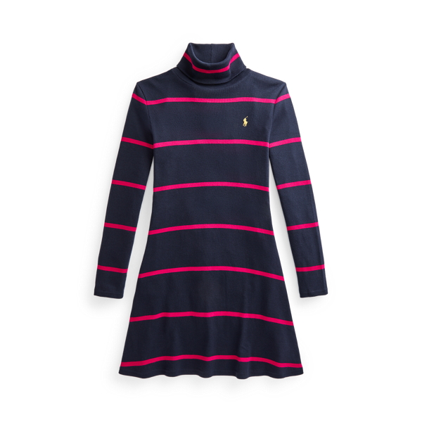 Gestreepte katoen-modal jurk met turtleneck GIRLS 7-14 YEARS in 1