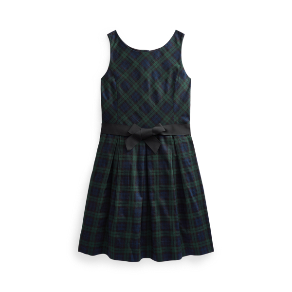Vestido de sat&eacute;n de algod&oacute;n con cuadros