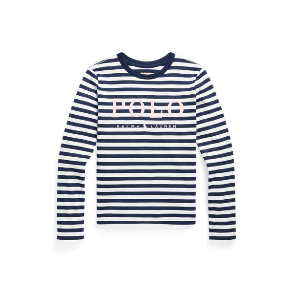 Maglietta in jersey a righe con logo