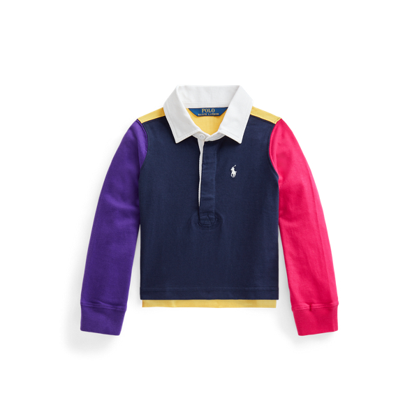 Geblokt rugbyshirt van katoenjersey GIRLS 1.5-6.5 YEARS in 1