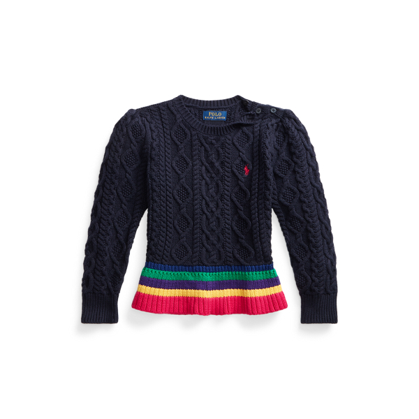Striped Aran-Knit Cotton Peplum Jumper GIRLS 1.5-6.5 YEARS 1