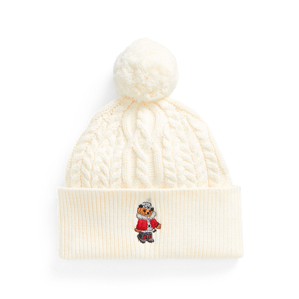 Polo Bear Aran-Knit Cotton Hat
