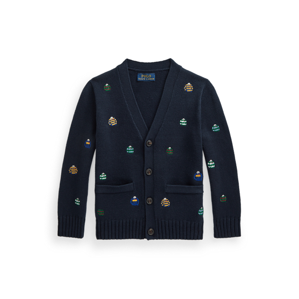 Rugby-Embroidered Cotton Cardigan Boys 1.5-6 Years 1
