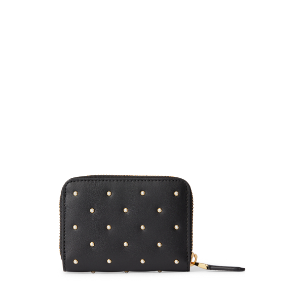 Black Faux-Pearl Leather Zip Wallet Lauren 2