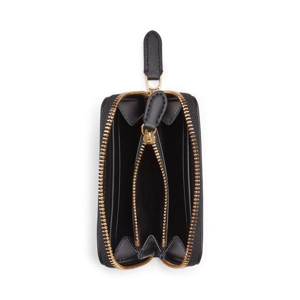 Black Faux-Pearl Leather Zip Wallet Lauren 3