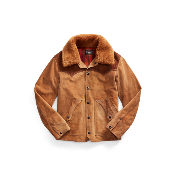 Shearling-Collar Roughout Suede Jacket RRL 1