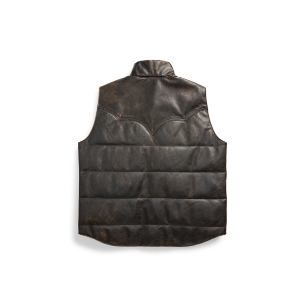 Black Over Brown Quilted Leather Vest RRL 2