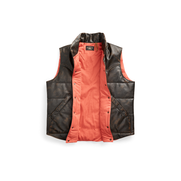 Black Over Brown Quilted Leather Vest RRL 3