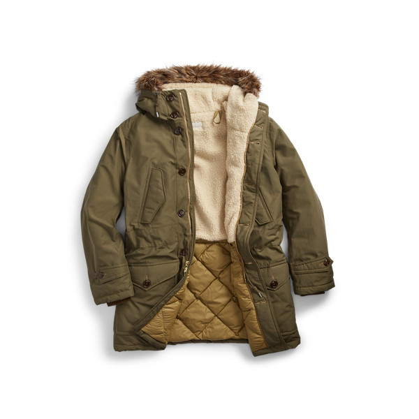 Olive Drab Faux-Fur-Trim Parka RRL 3