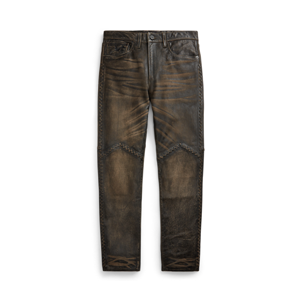 Slim Fit Distressed Leather Trouser