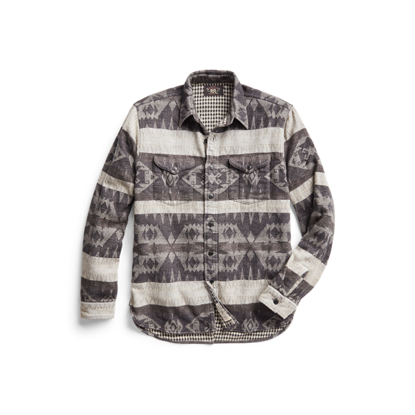Katoen-wollen jacquard werkoverhemd RRL in 1