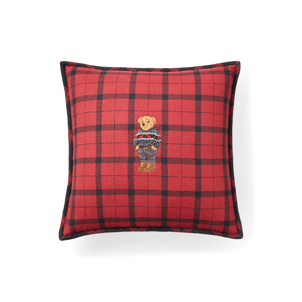 Vtg Ralph Lauren cheapest Plaid Polo Bear Throw Pillow Set