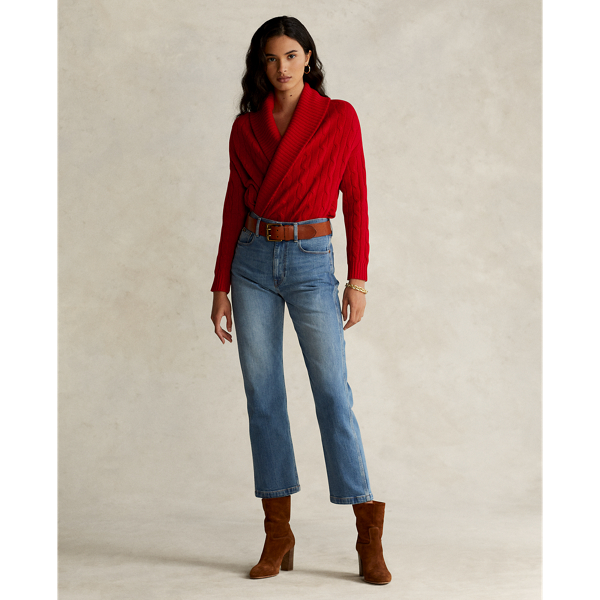 Martin Red Cashmere Shawl Cardigan Polo Ralph Lauren 4