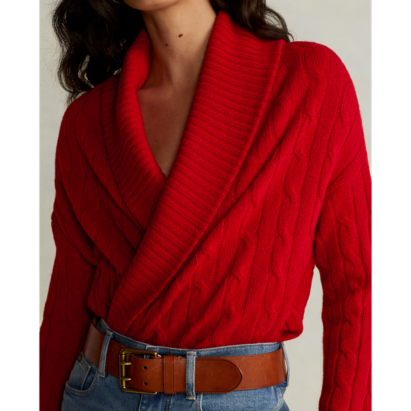 Martin Red Cashmere Shawl Cardigan Polo Ralph Lauren 6