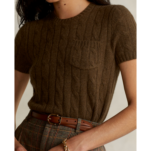 New Loden Heather Cashmere Short-Sleeve Jumper Polo Ralph Lauren 6