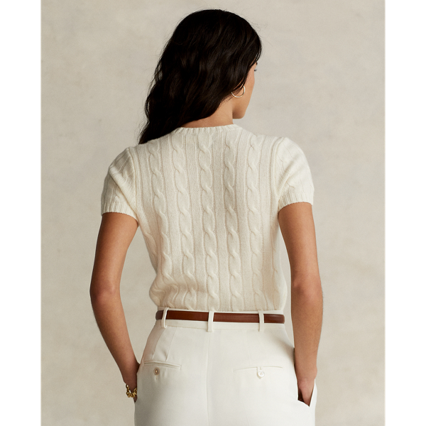 Cream Cashmere Short-Sleeve Jumper Polo Ralph Lauren 5
