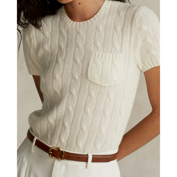 Cream Cashmere Short-Sleeve Jumper Polo Ralph Lauren 6
