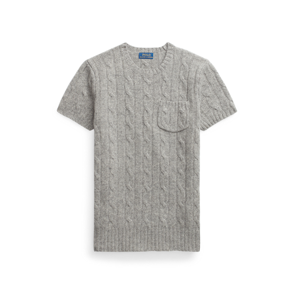 Fawn Grey Heather Cashmere Short-Sleeve Jumper Polo Ralph Lauren 2