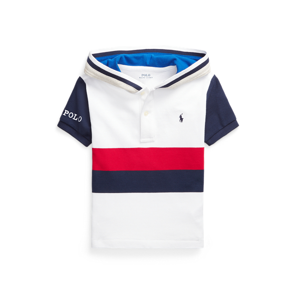 Cotton Mesh Hooded Polo Shirt