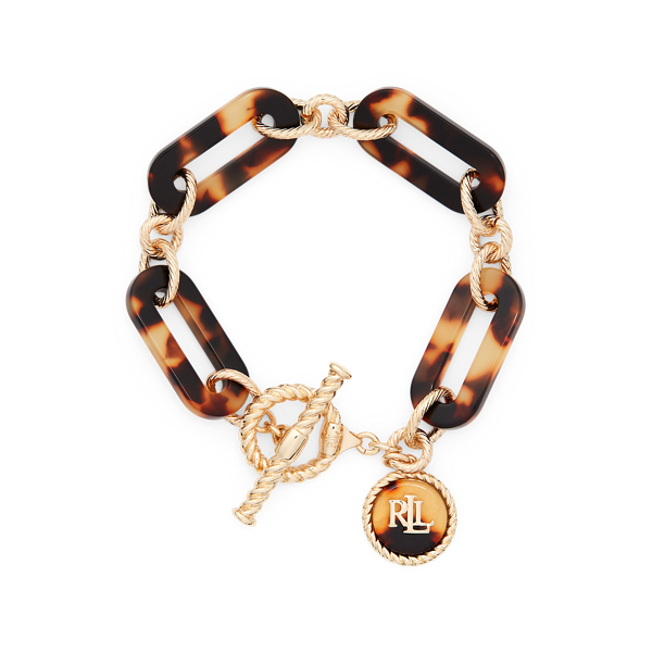 【Ralph Lauren】Logo & Tortoiseshell Charm Bracelet Tortoiseshell Logo Flex Bracelet