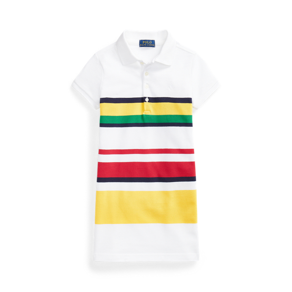 Striped Cotton Mesh Polo Dress