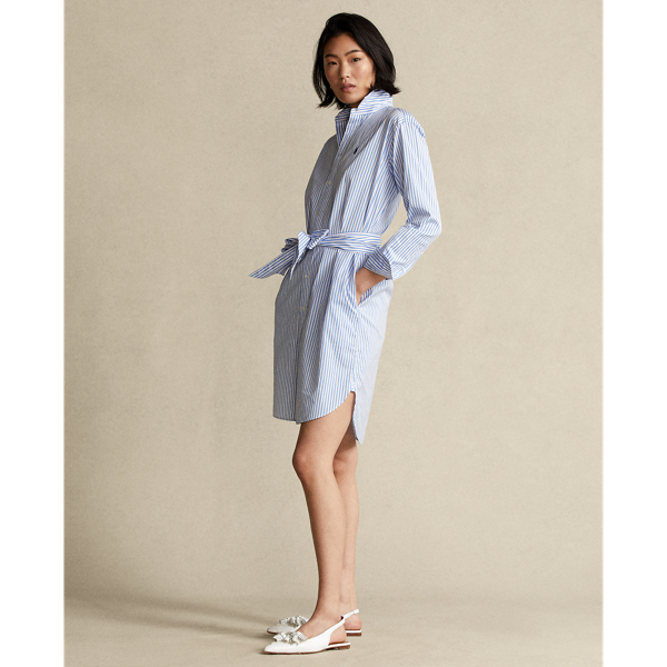 White/Blue Striped Belted Shirtdress Polo Ralph Lauren 4