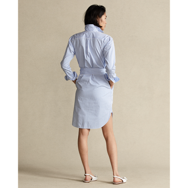 White/Blue Striped Belted Shirtdress Polo Ralph Lauren 6