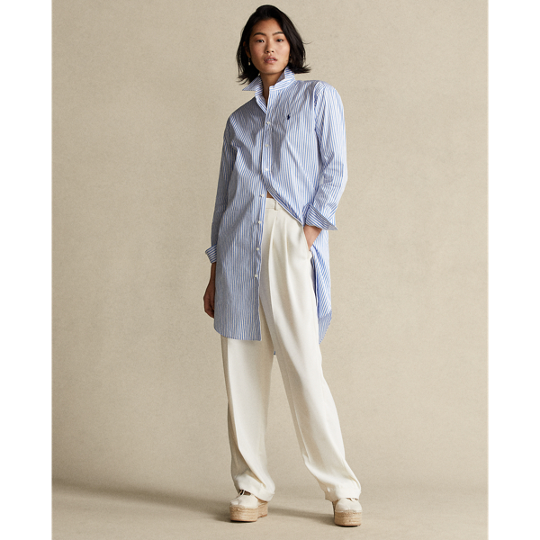 White/Blue Striped Belted Shirtdress Polo Ralph Lauren 7