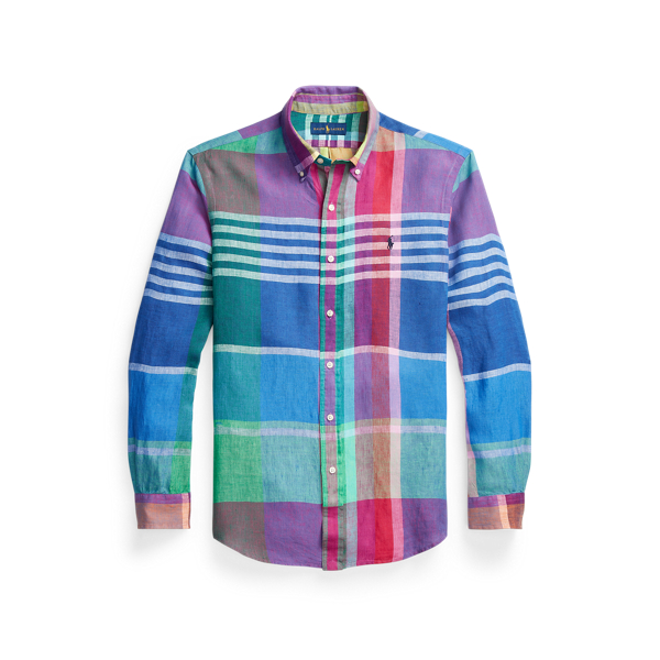 Custom Fit Plaid Linen Shirt Polo Ralph Lauren 1