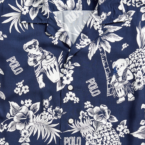 Navy Bear-waiian Custom Fit Polo Bear Camp Shirt Polo Ralph Lauren 7